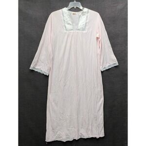 Vintage Erica Loren NY Pink Nightgown Soft Girl Lace Trim Romantic Granny Core L